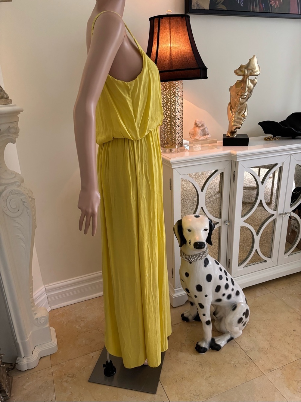 New Collection Viscose Yellow Ruffled Tank Maxi Dress - Picture 5 of 13